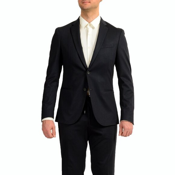 Hugo Boss Men's "Norwin4/Banks3-J" Slim Fit Plaid Navy Blue Suit US 36R IT 46R - Picture 1 of 12